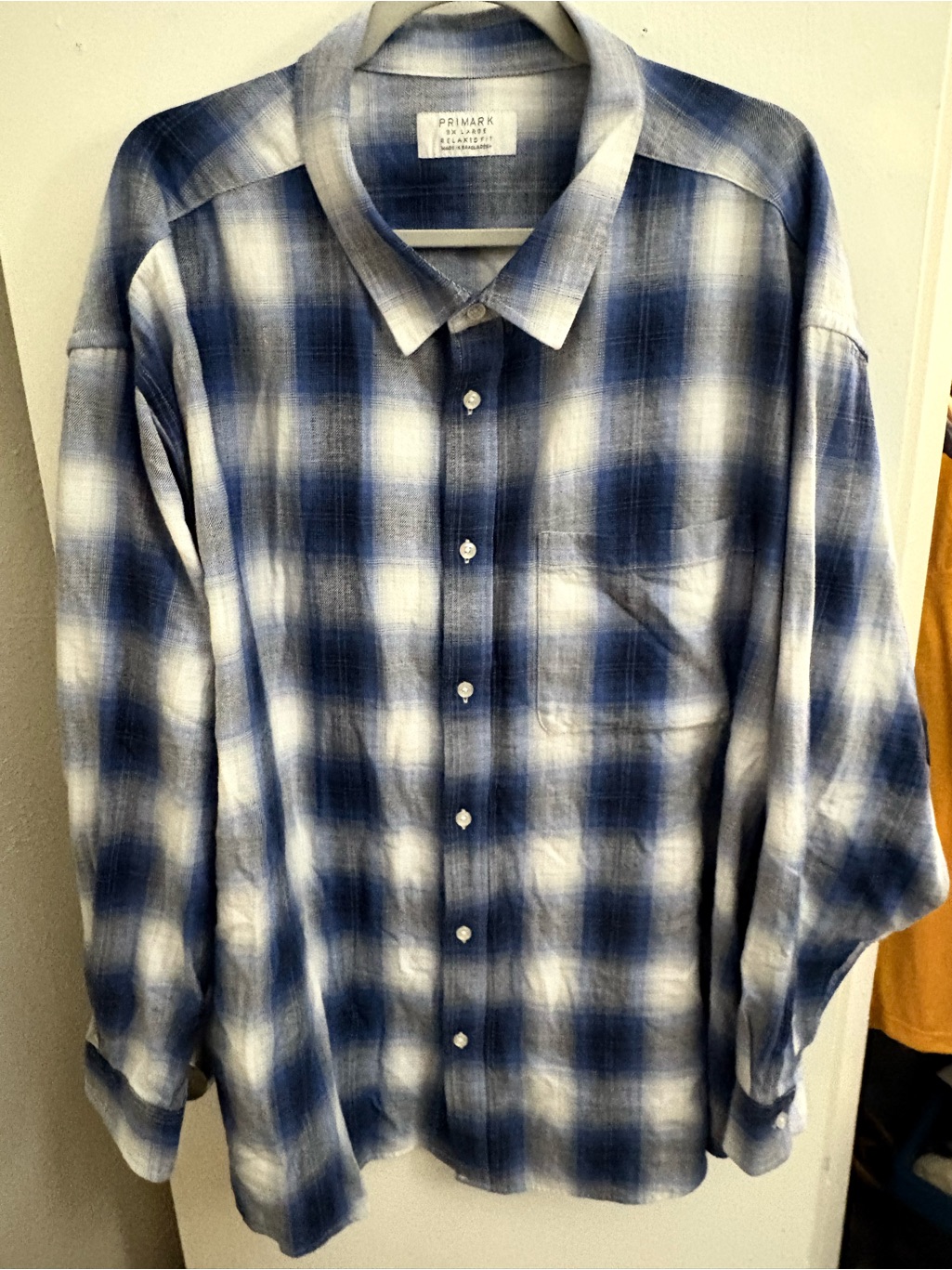 Primark Blue And White Checked Casual Button-Down Shirt
